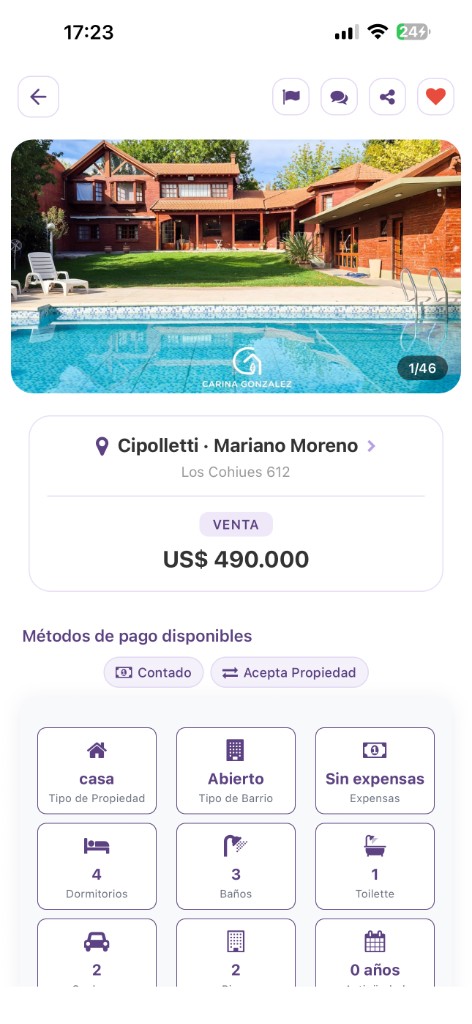Ficha de propiedad en Oikomus